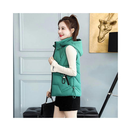 Puffer Vest for Women Hooded Winter Slim Sleeveless Jackets Short Coats