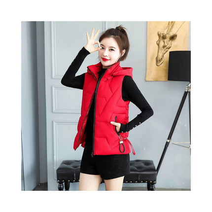 Puffer Vest for Women Hooded Winter Slim Sleeveless Jackets Short Coats