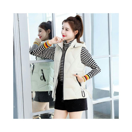 Puffer Vest for Women Hooded Winter Slim Sleeveless Jackets Short Coats