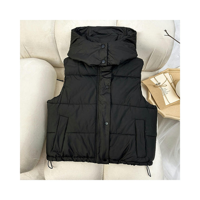 Puffer Hooded Vest for Women Zip Up Sleeveless Winter Short Outerwear