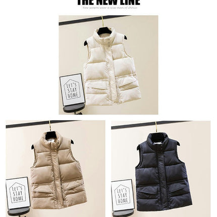 Puffer Vest for Women Sleeveless Zip Up Stand Collar Coat Jacket with Pocket