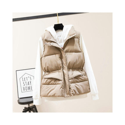 Puffer Vest for Women Sleeveless Zip Up Stand Collar Coat Jacket with Pocket