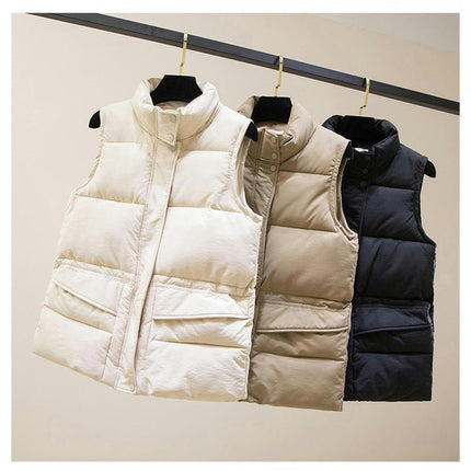 Puffer Vest for Women Sleeveless Zip Up Stand Collar Coat Jacket with Pocket