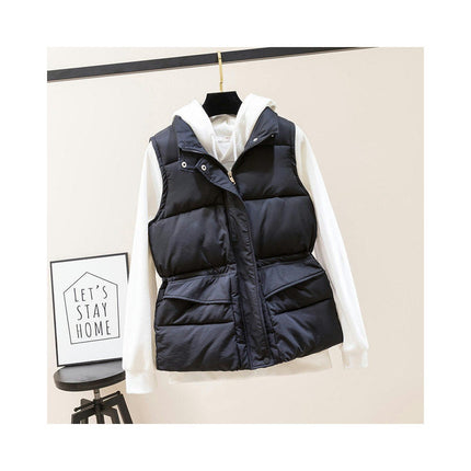 Puffer Vest for Women Sleeveless Zip Up Stand Collar Coat Jacket with Pocket