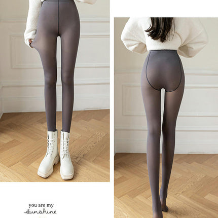 Fleece Lined Tights Women Leggings Thermal Pantyhose Translucent Tights