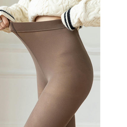 Fleece Lined Tights Women Leggings Thermal Pantyhose Translucent Tights