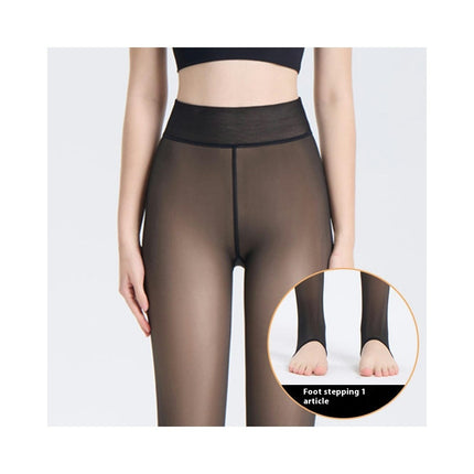 Women's Black Silk Skin-Transparent Stockings-High Waisted Tummy Tightening Stockings Pantyhose