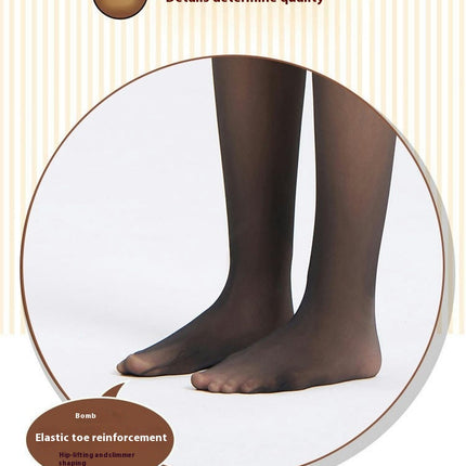 Women's Black Silk Skin-Transparent Stockings-High Waisted Tummy Tightening Stockings Pantyhose