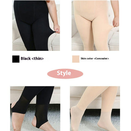 Womens Ultra Soft Footed Tight Large Size Thin Velvet Leggings,  High Waist Stretch Leggings for Autumn