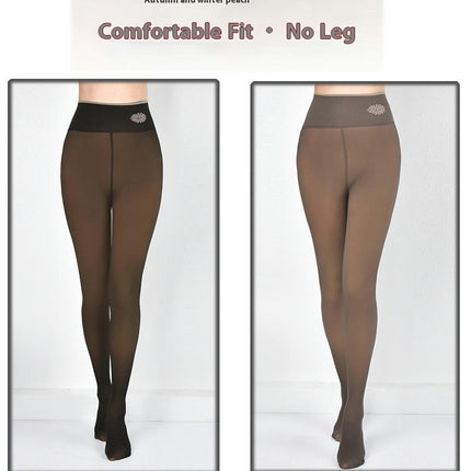 Women Fleece Lined Tights, Thermal Translucent Pantyhose, Winter Stretchy High Waist Slim Leggings