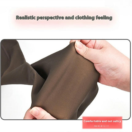 Women Fleece Lined Tights, Thermal Translucent Pantyhose, Winter Stretchy High Waist Slim Leggings