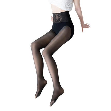 Autumn and Winter Style Women's High Waist Leggings Fake Transparent Thin Velvet Pantyhose