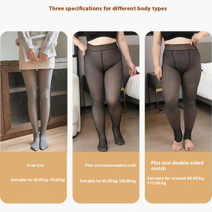 Fleece Lined Tights Women Warm Fake Translucent Leggings For Winter Tights Thermal pantyhose