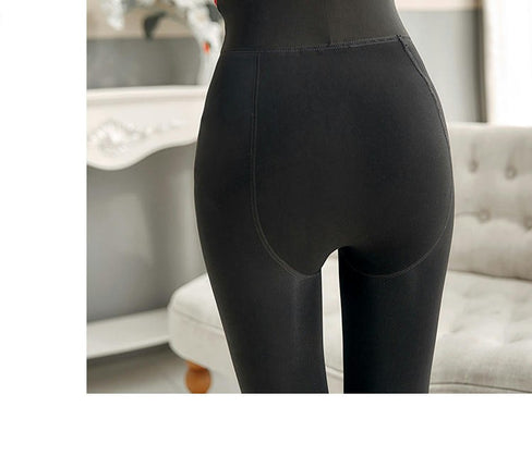 Winter Warm Opaque Fleece Lined Tights for Women High Waist Elastic Thick Thermal Tights-A1