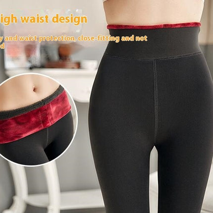 Winter Warm Opaque Fleece Lined Tights for Women High Waist Elastic Thick Thermal Tights-A1