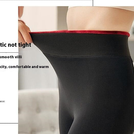 Winter Warm Opaque Fleece Lined Tights for Women High Waist Elastic Thick Thermal Tights-A1