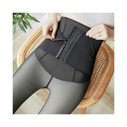 Ultra High Waist Women's Leggings Fleece Lined Fake Transparent Warm Leggings