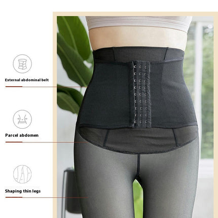 Ultra High Waist Women's Leggings Fleece Lined Fake Transparent Warm Leggings