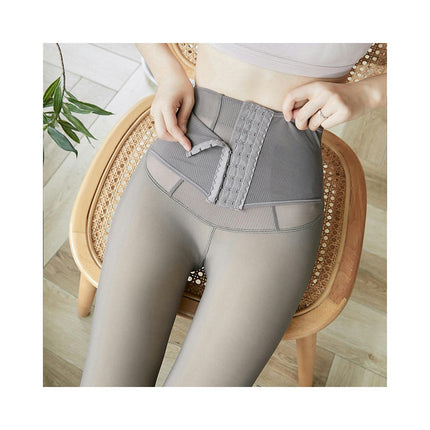 Ultra High Waist Women's Leggings Fleece Lined Fake Transparent Warm Leggings