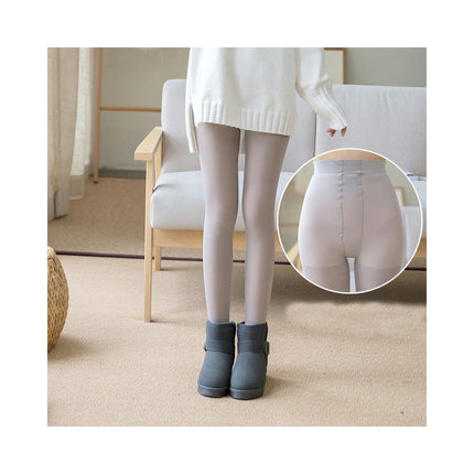 Women's Lined Fleece Warm Leggings - Double Layer Elastic Fake Transparent Leggings