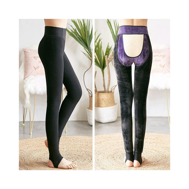 Women's Lined Fleece Leggings Graphene Padded Thickened Warm Stomping Leg Tights