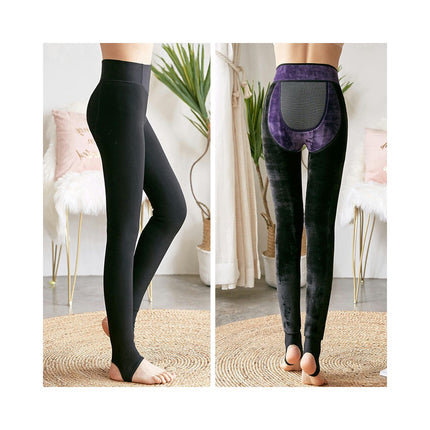 Women's Lined Fleece Leggings Graphene Padded Thickened Warm Stomping Leg Tights