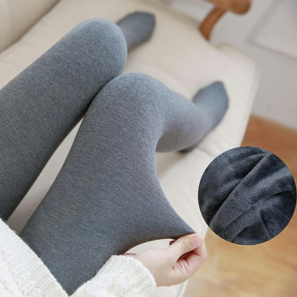 Women Opaque Fleece Lined Tights Cotton High Waist Warm Fashion Thermal Tights