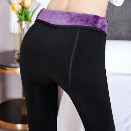 Women Opaque Fleece Lined Tights Colorful Waist Warm Fashion Thermal Tights