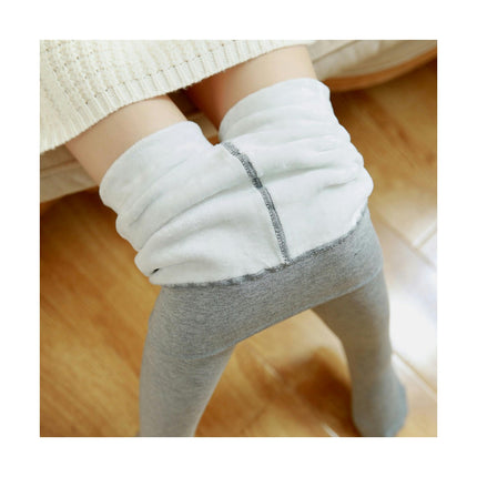 Women's High Waist Lined Fleece Leggings Solid Color Cotton Warm Leggings