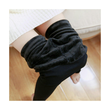 Women's High Waist Lined Fleece Leggings Solid Color Cotton Warm Leggings