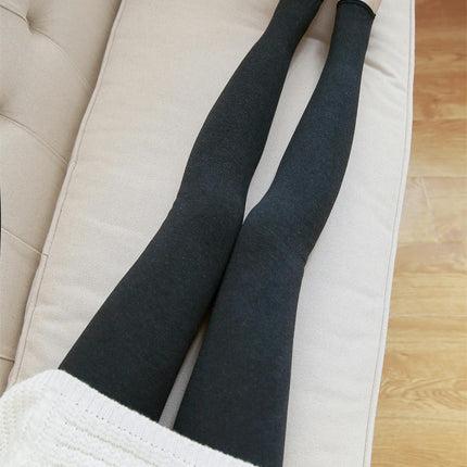 Women's High Waist Lined Fleece Leggings Solid Color Cotton Warm Leggings