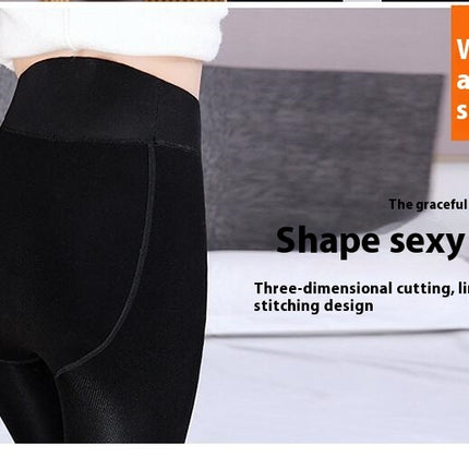 Women's High Waist Fleece Lined Ankle Length Leggings Thickened Step-on Leggings