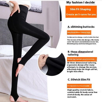 Women's High Waist Fleece Lined Ankle Length Leggings Thickened Step-on Leggings