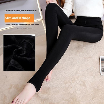 Women's High Waist Fleece Lined Ankle Length Leggings Thickened Step-on Leggings