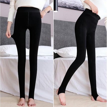 Women's High Waist Fleece Lined Ankle Length Leggings Thickened Step-on Leggings