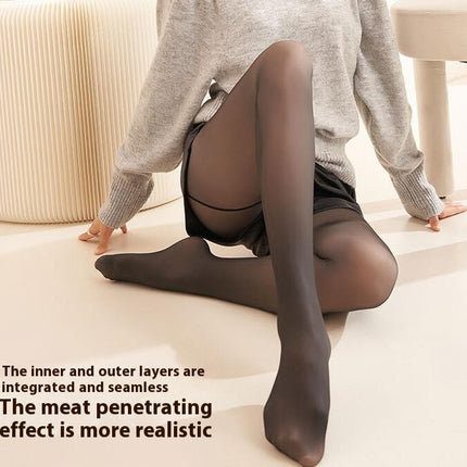 Women Winter Tight Warm Sheer Leggings Fake Translucent Pantyhose Thermal Tights