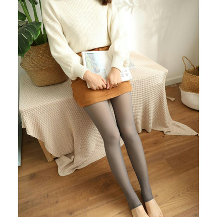 Women's Fleece Lined Tights Winter Fake Translucent Warm Tights