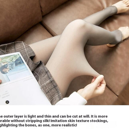 Lined Tights Women, Warm Pantyhose leggings Women,Fake Translucent Thermal Skin Colored Tights for Winter