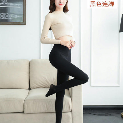 Women Fake Translucent Warm Fleece Lined Tights, Winter Thick Pantyhose Slim Stretchy Leggings