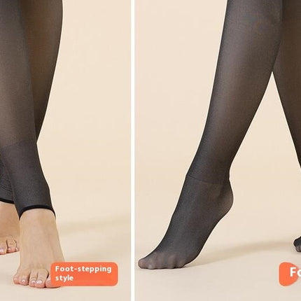 Women's Autumn and Winter Skin-Transparent Bottom Pants-Plush Gray Bare Leg Pantyhose