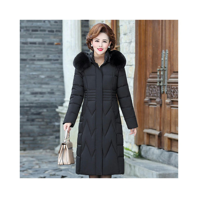 Women's Winter Puffer Coat Thicken Warm Jacket with Faux Fur Hood