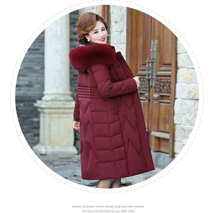 Women's Winter Puffer Coat Thicken Warm Jacket with Faux Fur Hood