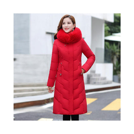 Women Winter Down Puffer Coat Warm Down Jacket with Faux Fur Trim Hood