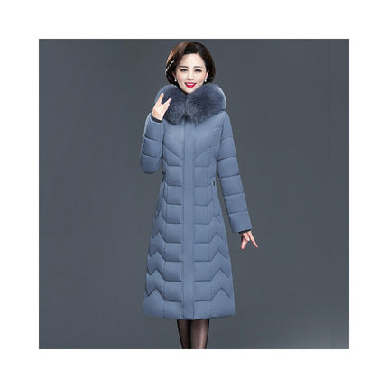 Women's Winter Jacket Long Puffer Coat with Faux Fur Trim Hood