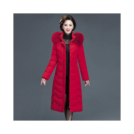 Women's Winter Jacket Long Puffer Coat with Faux Fur Trim Hood