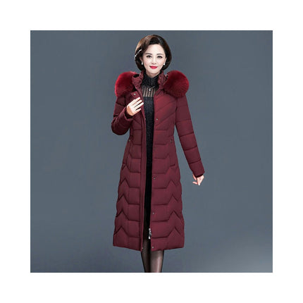 Women's Winter Jacket Long Puffer Coat with Faux Fur Trim Hood