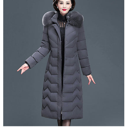 Women's Winter Jacket Long Puffer Coat with Faux Fur Trim Hood