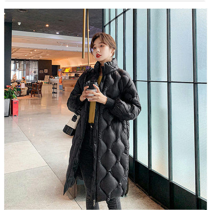 Women Long Puffer Coat Quilted Thicken Winter Windproof Jacket