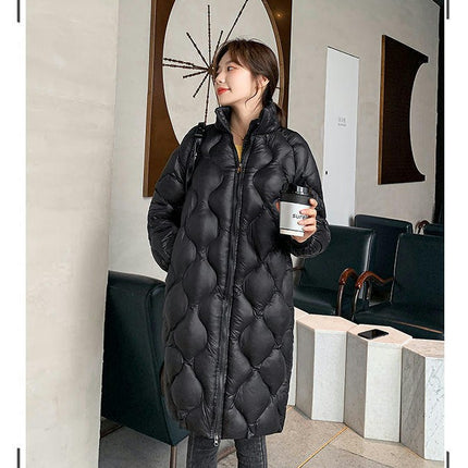 Women Long Puffer Coat Quilted Thicken Winter Windproof Jacket