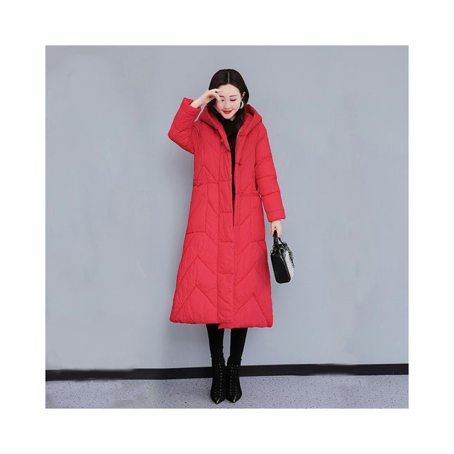 Women's Winter Thickened Hooded Down Jacket Long Warm Puffer Coat